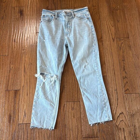 Abercrombie & Fitch the skinny high rise distressed knee jeans 27/4 short - Picture 4 of 12